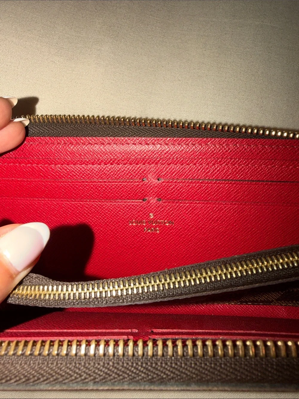 Louis Vuitton Damier Ebene Pattern Coated Canvas Zippy Wallet